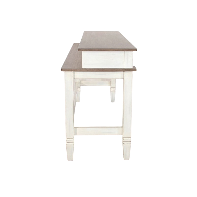 Dean Console Table- USB and Cubbies- 76 Inch Rectangular Brown- White