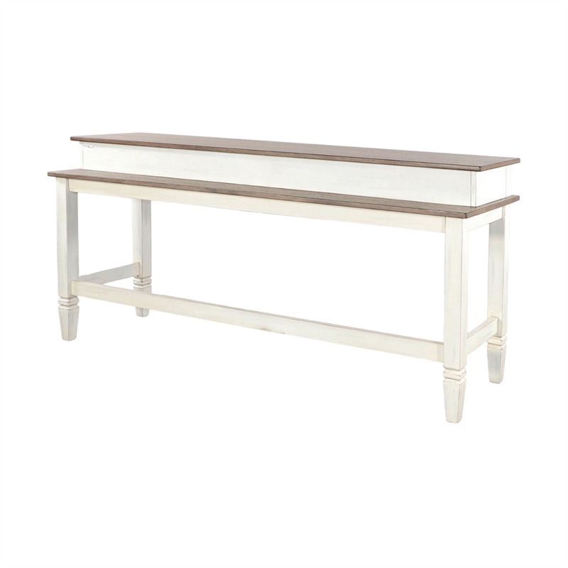 Dean Console Table- USB and Cubbies- 76 Inch Rectangular Brown- White