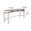 Dean Console Table- USB and Cubbies- 76 Inch Rectangular Brown- White