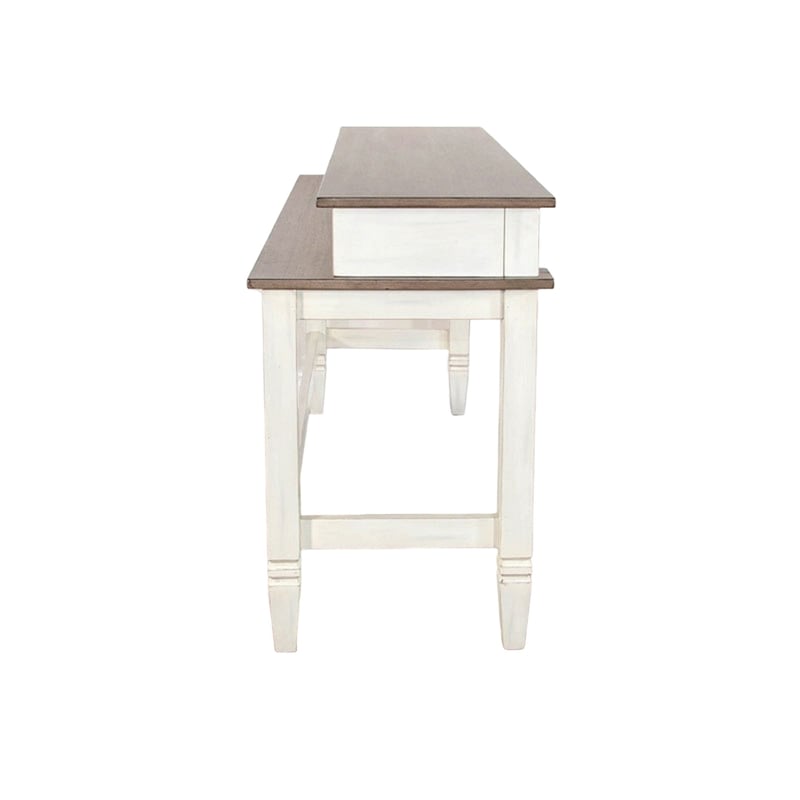 Dean Console Table- USB and Cubbies- 76 Inch Rectangular Brown- White