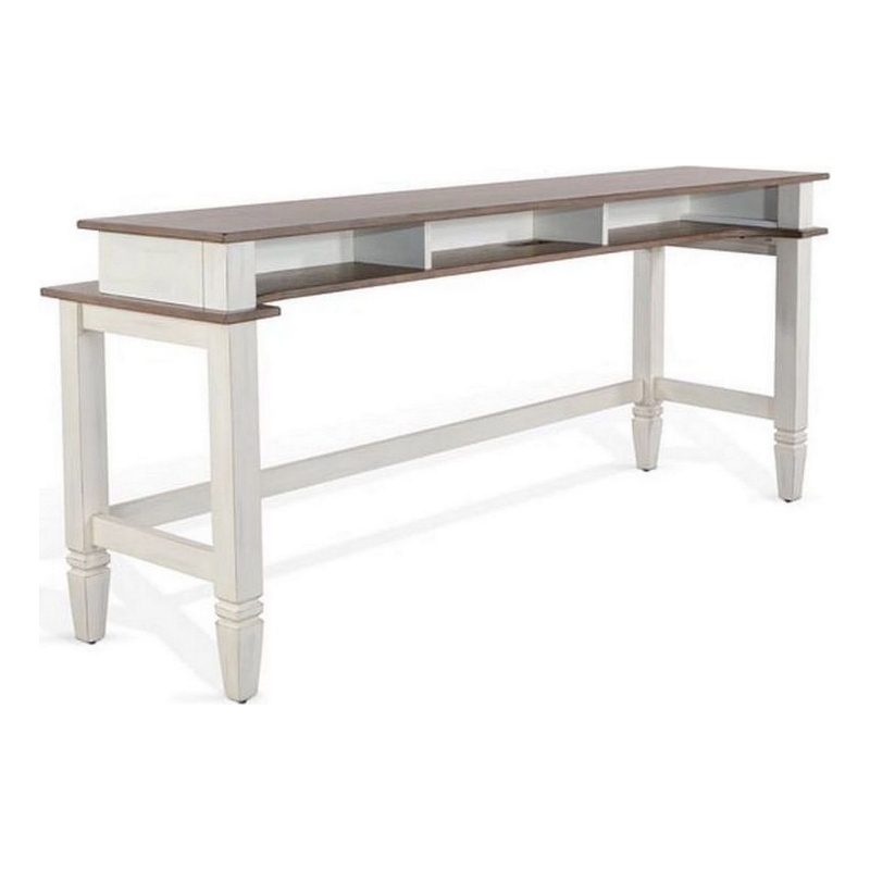 Dean Console Table- USB and Cubbies- 76 Inch Rectangular Brown- White