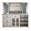 Zeka Buffet Console- Hutch- Home Bar w Glass Shelves- Wine Rack- Gray