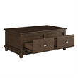Minal Lift Top Coffee Table on Wheels- 2 Drawers- Brown 48 Inch