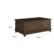 Minal Lift Top Coffee Table on Wheels- 2 Drawers- Brown 48 Inch