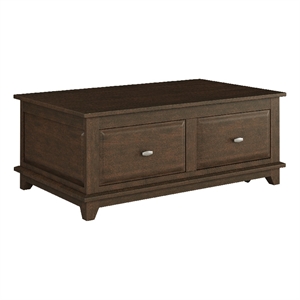 Minal Lift Top Coffee Table on Wheels- 2 Drawers- Brown 48 Inch