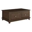 Minal Lift Top Coffee Table on Wheels- 2 Drawers- Brown 48 Inch