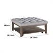 Bori Coffee Table Ottoman- 39 Inch Button Tufted Gray- Brown Wood