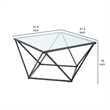 Lucas Cocktail Table- Clear Glass Top- Geometric Frame- Black Metal