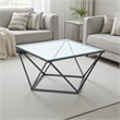 Lucas Cocktail Table- Clear Glass Top- Geometric Frame- Black Metal