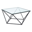 Lucas Cocktail Table- Clear Glass Top- Geometric Frame- Black Metal