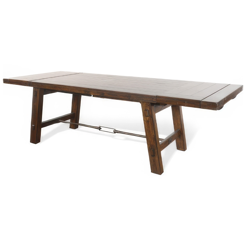 Reggie Extendable Table- Brown Mahogany Wood- Rectangular 76-106 Inch