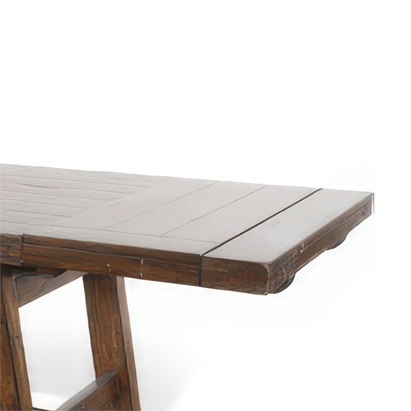 Reggie Extendable Table- Brown Mahogany Wood- Rectangular 76-106 Inch