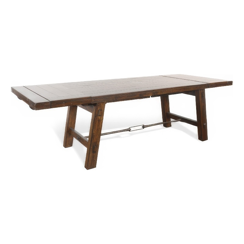 Reggie Extendable Table- Brown Mahogany Wood- Rectangular 76-106 Inch