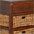 Niza Kitchen Island Table- 27-40in Drop Leaf- 4 Rattan Baskets- Brown