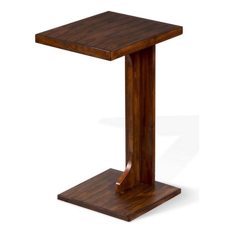 Reggie Sofa Side C Table- 15x12.5 Inch Mocha Brown Mahogany Wood