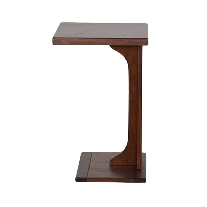 Reggie Sofa Side C Table- 15x12.5 Inch Mocha Brown Mahogany Wood