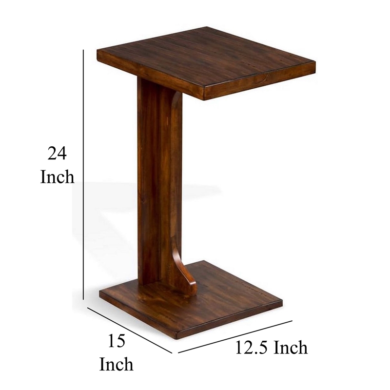 Reggie Sofa Side C Table- 15x12.5 Inch Mocha Brown Mahogany Wood