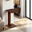 Reggie Sofa Side C Table- 15x12.5 Inch Mocha Brown Mahogany Wood