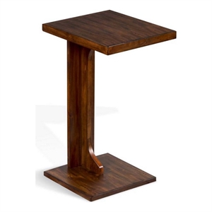 Reggie Sofa Side C Table- 15x12.5 Inch Mocha Brown Mahogany Wood