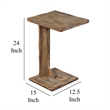 Dazy Sofa Side C Table- 15x12.5 Rustic Light Brown Mahogany Wood