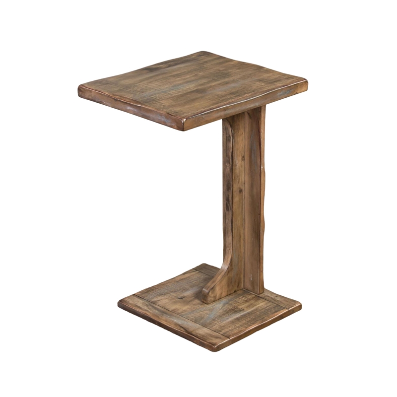 Dazy Sofa Side C Table- 15x12.5 Rustic Light Brown Mahogany Wood