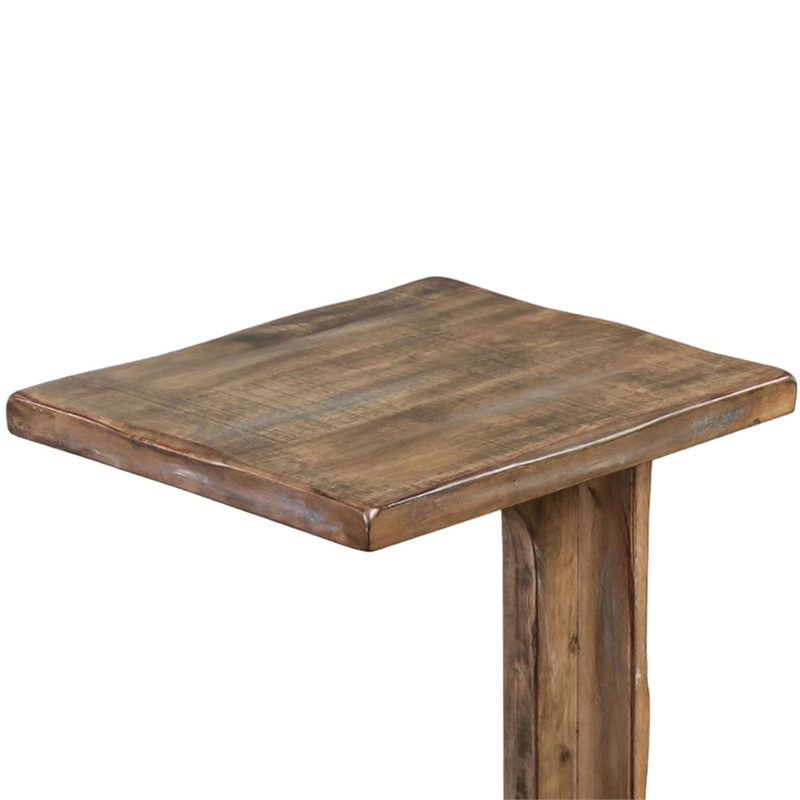 Dazy Sofa Side C Table- 15x12.5 Rustic Light Brown Mahogany Wood
