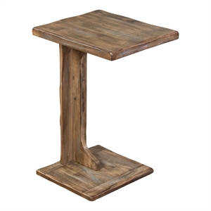Dazy Sofa Side C Table- 15x12.5 Rustic Light Brown Mahogany Wood