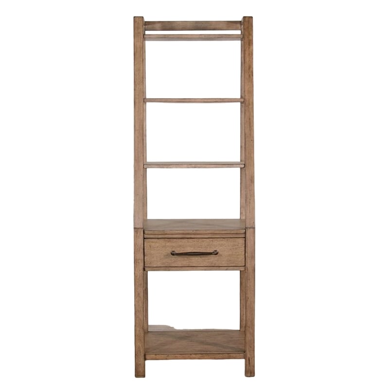 Yael Freestanding Pier with Adjustable Shelves- 72 Inch Light Brown
