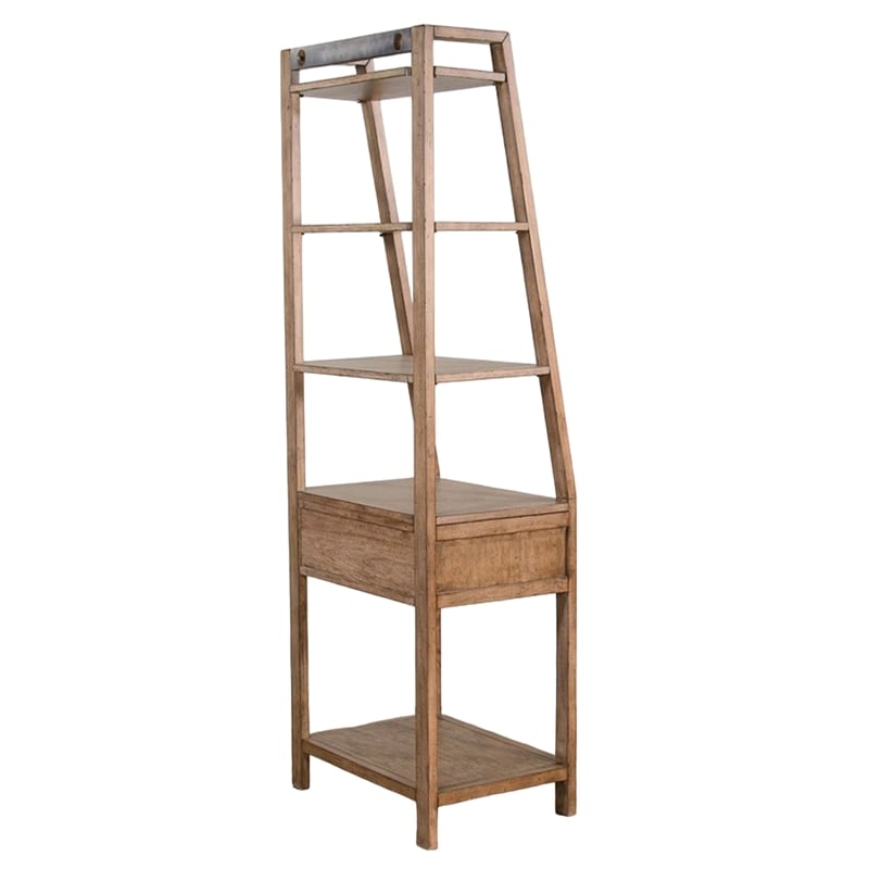 Yael Freestanding Pier with Adjustable Shelves- 72 Inch Light Brown