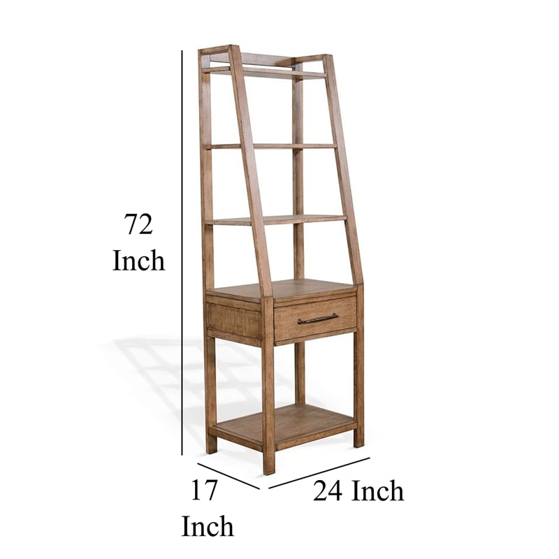 Yael Freestanding Pier with Adjustable Shelves- 72 Inch Light Brown