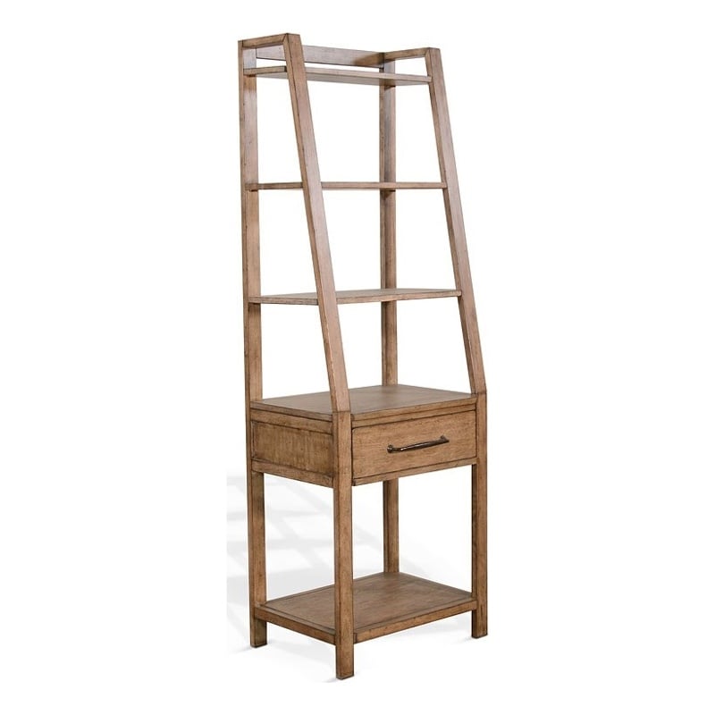 Yael Freestanding Pier with Adjustable Shelves- 72 Inch Light Brown