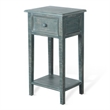 Rena Side End Table with 1 Drawer- 17 Inch Rustic Green Mahogany Wood