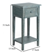 Rena Side End Table with 1 Drawer- 17 Inch Rustic Green Mahogany Wood
