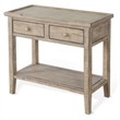 Rena Side End Table- 2 Drawers- 1 Shelf- 28 Inch Light Brown Mahogany