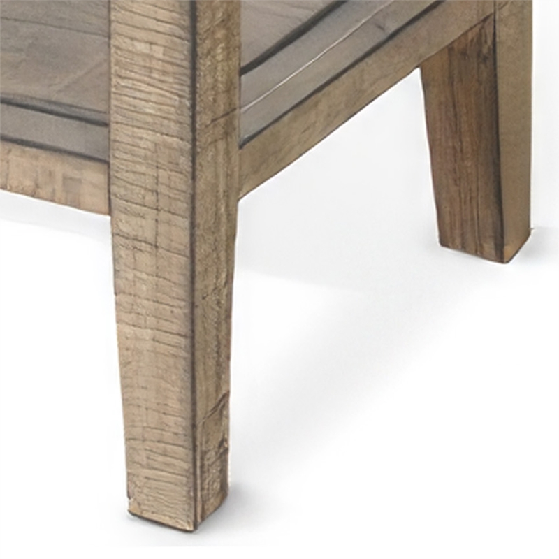 Rena Side End Table- 2 Drawers- 1 Shelf- 28 Inch Light Brown Mahogany