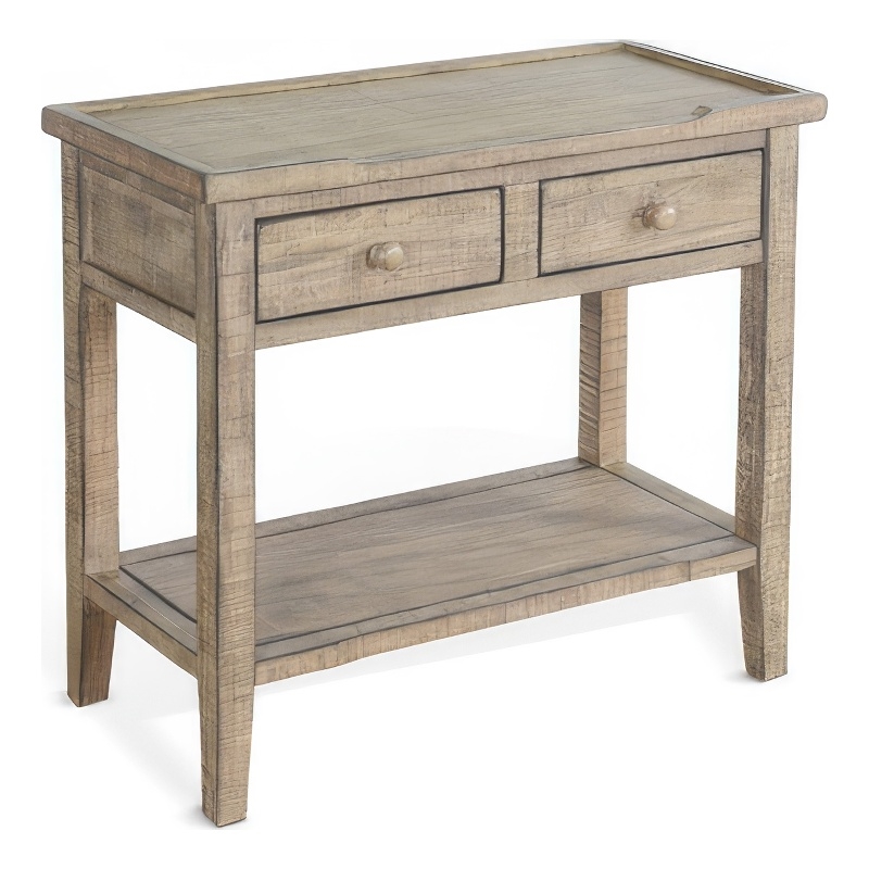 Rena Side End Table- 2 Drawers- 1 Shelf- 28 Inch Light Brown Mahogany