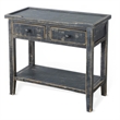 Rena Side End Table- 2 Drawers 1 Shelf- 28 Inch Rustic Black Mahogany