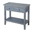 Rena Side End Table- 2 Drawers 1 Shelf- 28 Inch Rustic Blue Mahogany