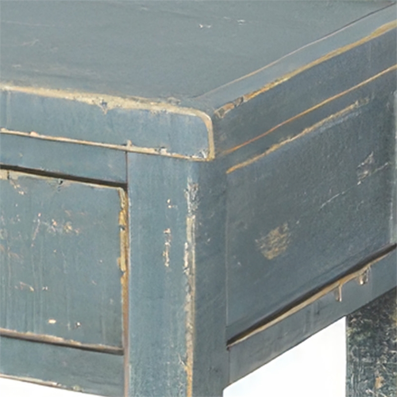 Rena Side End Table- 2 Drawers 1 Shelf- 28 Inch Rustic Green Mahogany