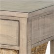 Rena End Table- 3 Natural Rattan Storage Baskets- 20 Inch Brown Wood