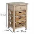 Rena End Table- 3 Natural Rattan Storage Baskets- 20 Inch Brown Wood
