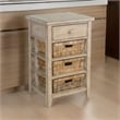 Rena End Table- 3 Natural Rattan Storage Baskets- 20 Inch Brown Wood