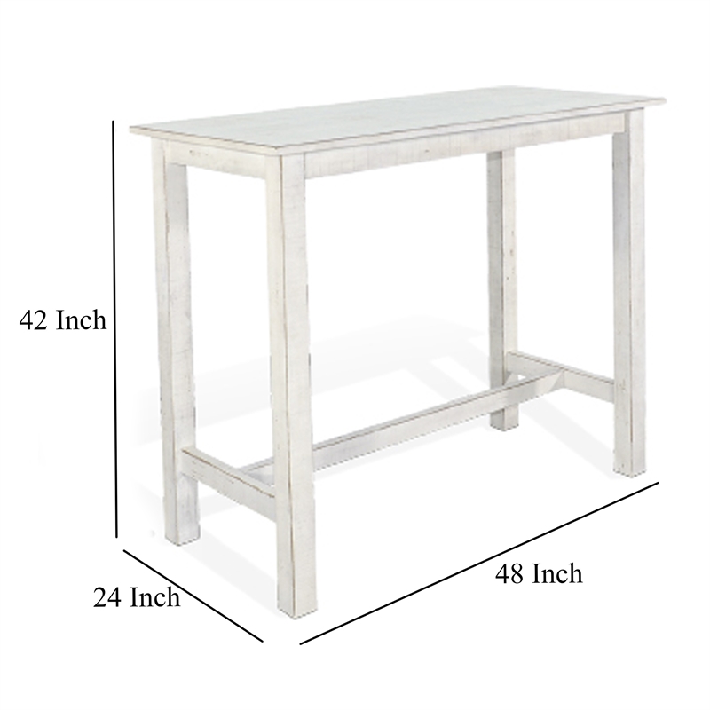 Rena Bar Height Table- 48 Inch Rectangular White Sand Mahogany Wood