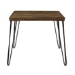Hali 22 Inch Side End Table- Rubberwood- Black Metal Hairpin Legs- Brown