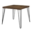 Hali 22 Inch Side End Table- Rubberwood- Black Metal Hairpin Legs- Brown