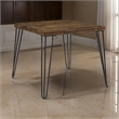 Hali 22 Inch Side End Table- Rubberwood- Black Metal Hairpin Legs- Brown