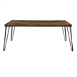 Hali 44 Inch Cocktail Coffee Table- Rubberwood- Black Metal Legs- Brown