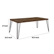 Hali 44 Inch Cocktail Coffee Table- Rubberwood- Black Metal Legs- Brown