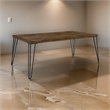Hali 44 Inch Cocktail Coffee Table- Rubberwood- Black Metal Legs- Brown
