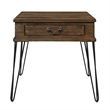 Itti 22 Inch Square Side End Table- 1 Drawer- Brown Solid Wood- Black
